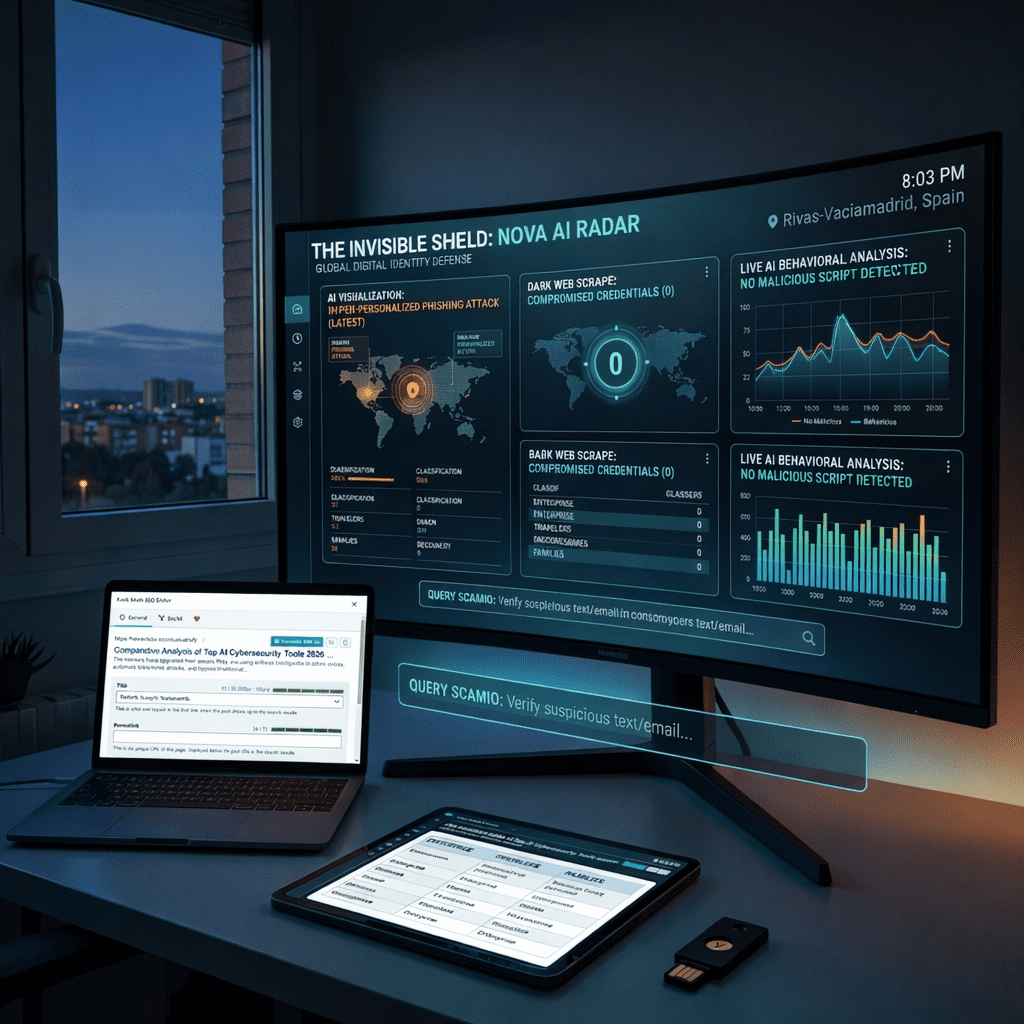 Best AI Cybersecurity Tools 2026 and digital identity protection dashboard