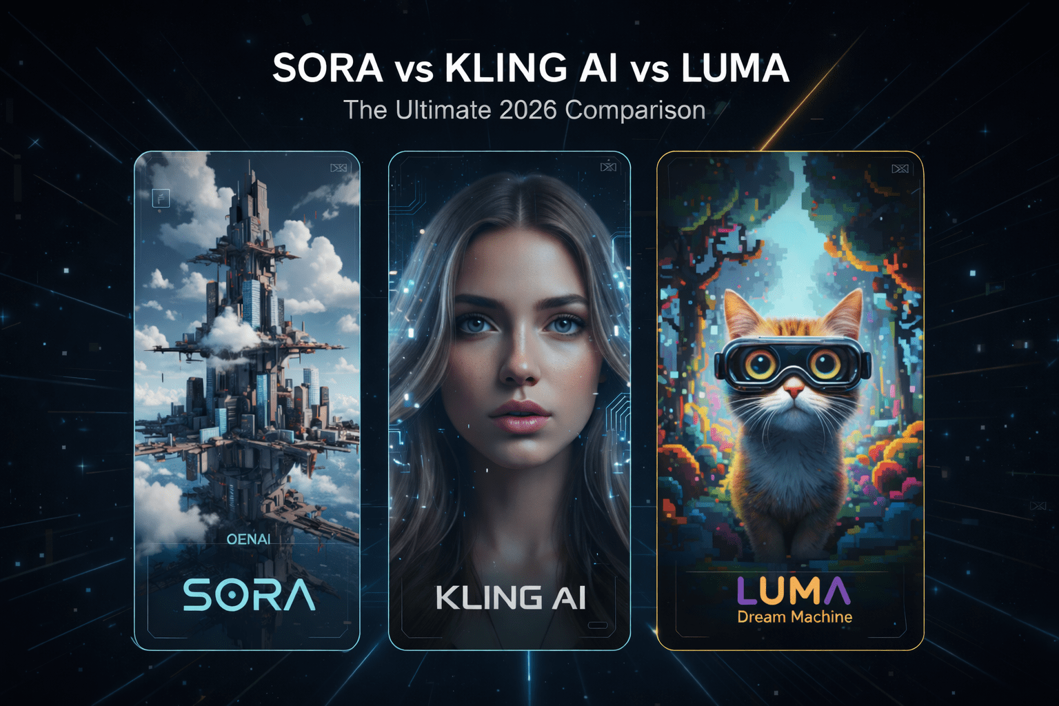 Sora vs Kling AI vs Luma comparison for best AI video generator 2026.