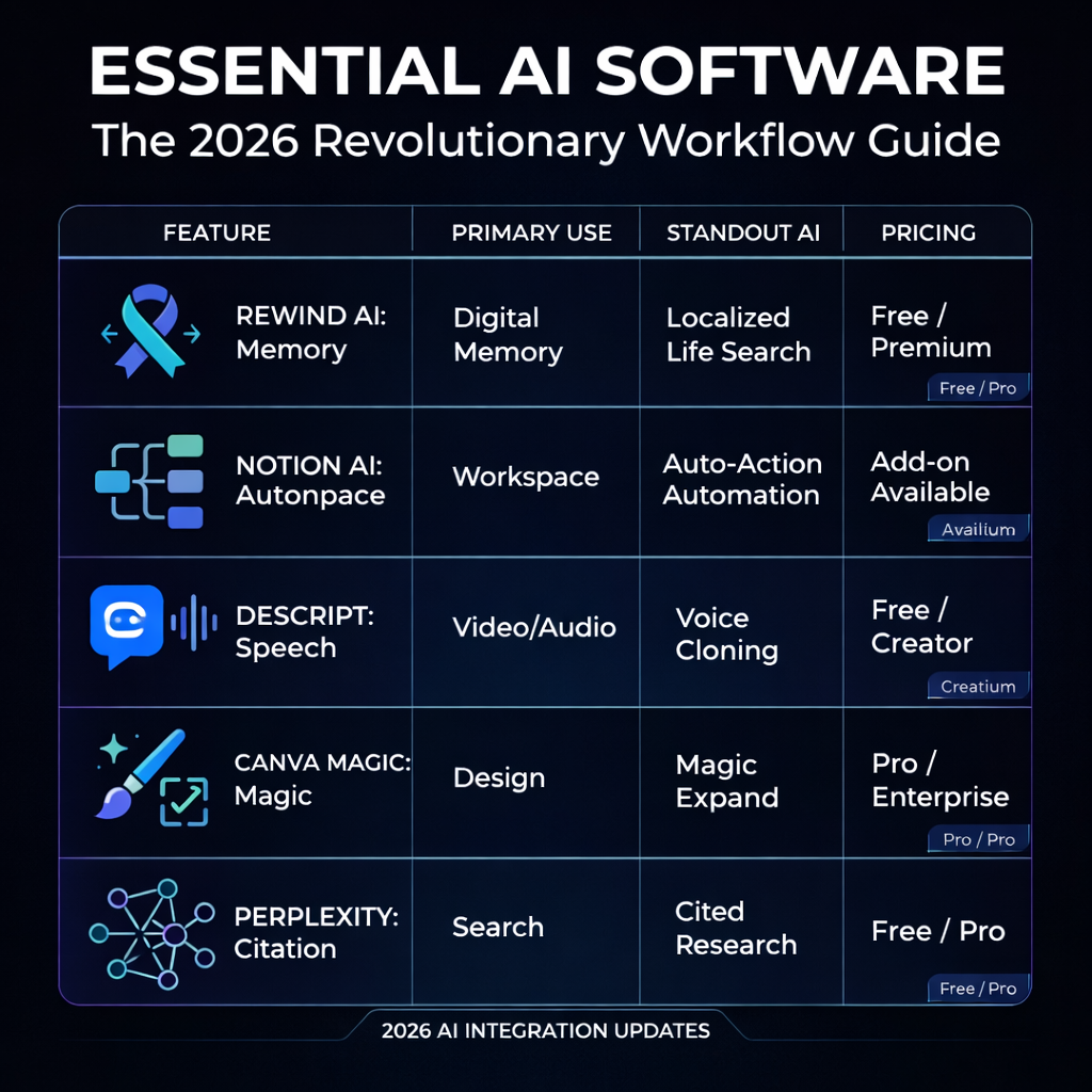 Essential AI Software 2026 workflow comparison