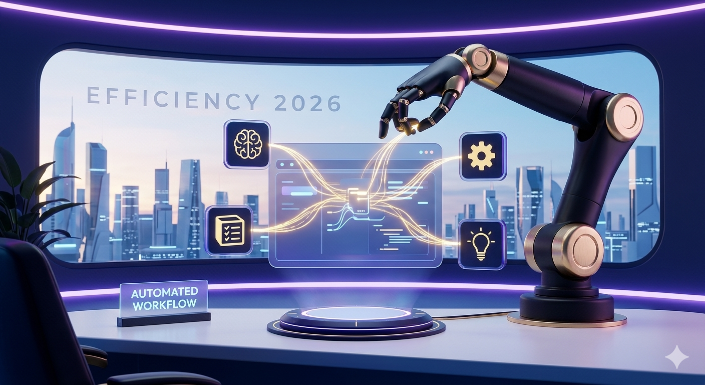 Step-by-step guide to building an automated AI workflow in 2026 showing ChatGPT and Notion integration.