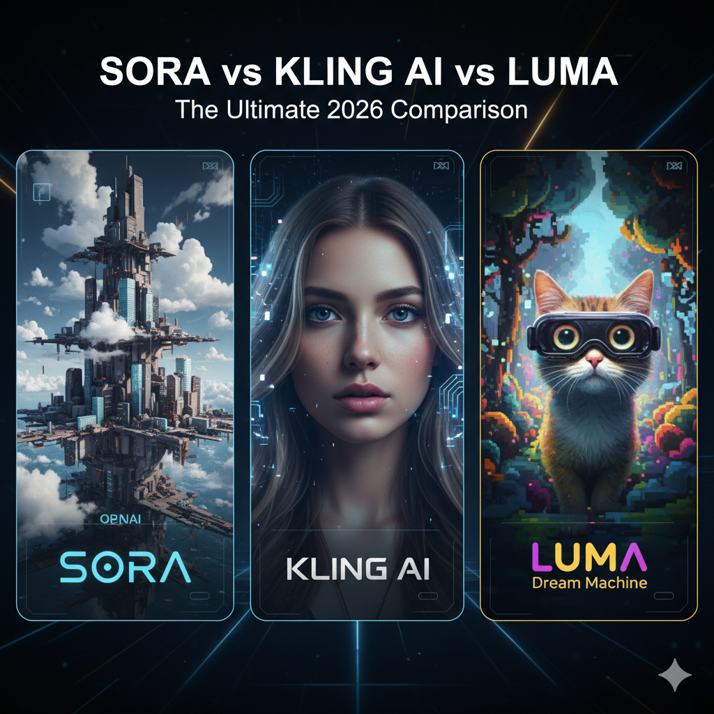 Sora vs Kling AI vs Luma comparison for best AI video generator 2026.